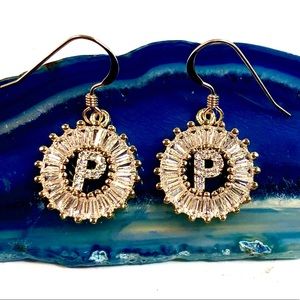 Initial P Earrings, Letter P, Personalized P, Boho